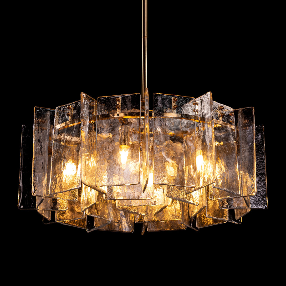 Rose Rhapsody (Gold) Textured Glass Round Chandelier