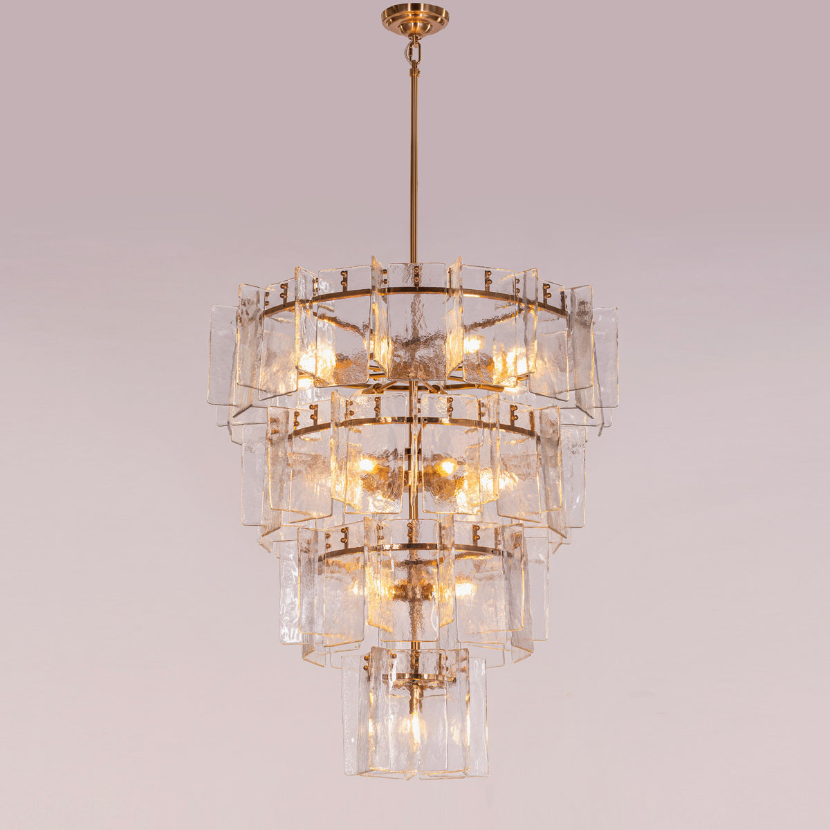 Rose Rhapsody (Gold) Textured Glass Double Height Chandelier