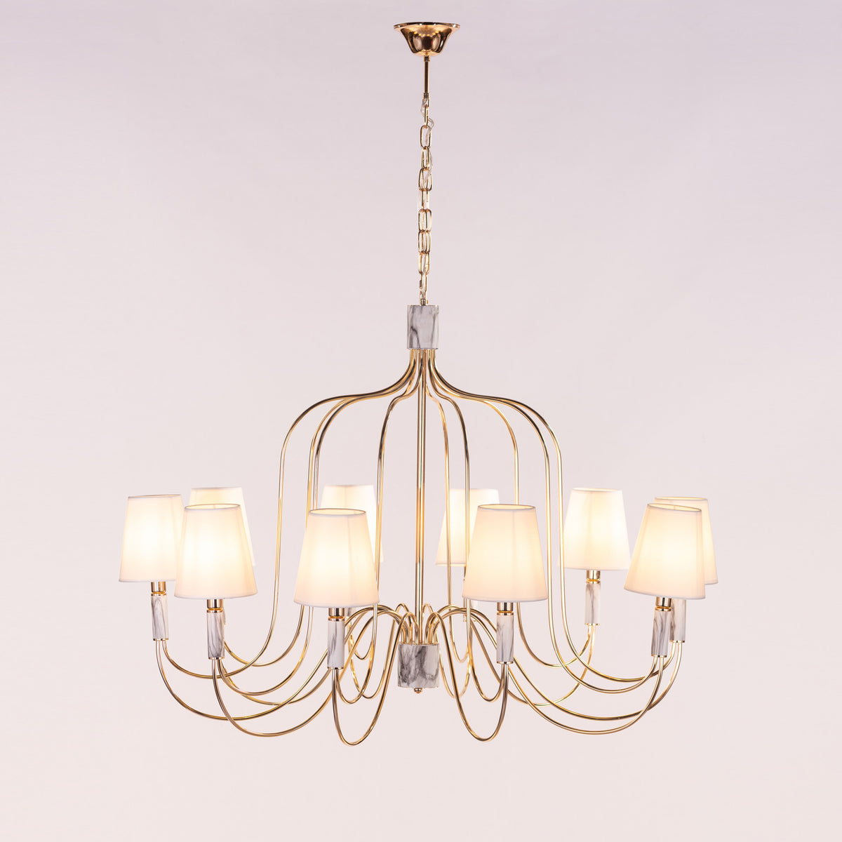 Aurora Bloom (Gold, White) Fabric Chandelier