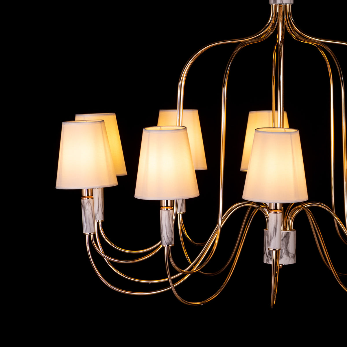 Aurora Bloom (Gold, White) Fabric Chandelier