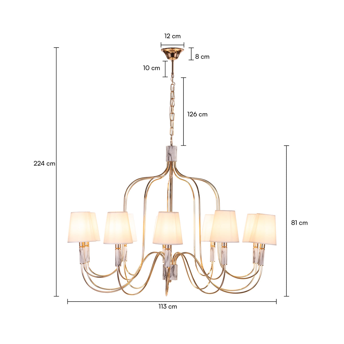 Aurora Bloom (Gold, White) Fabric Chandelier
