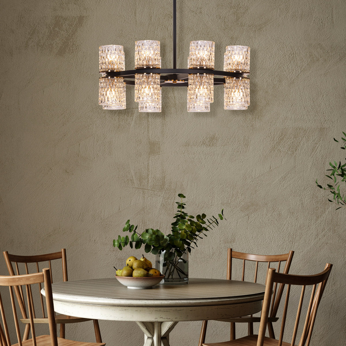 Crystal Apparition (Black) Textured Glass Chandelier