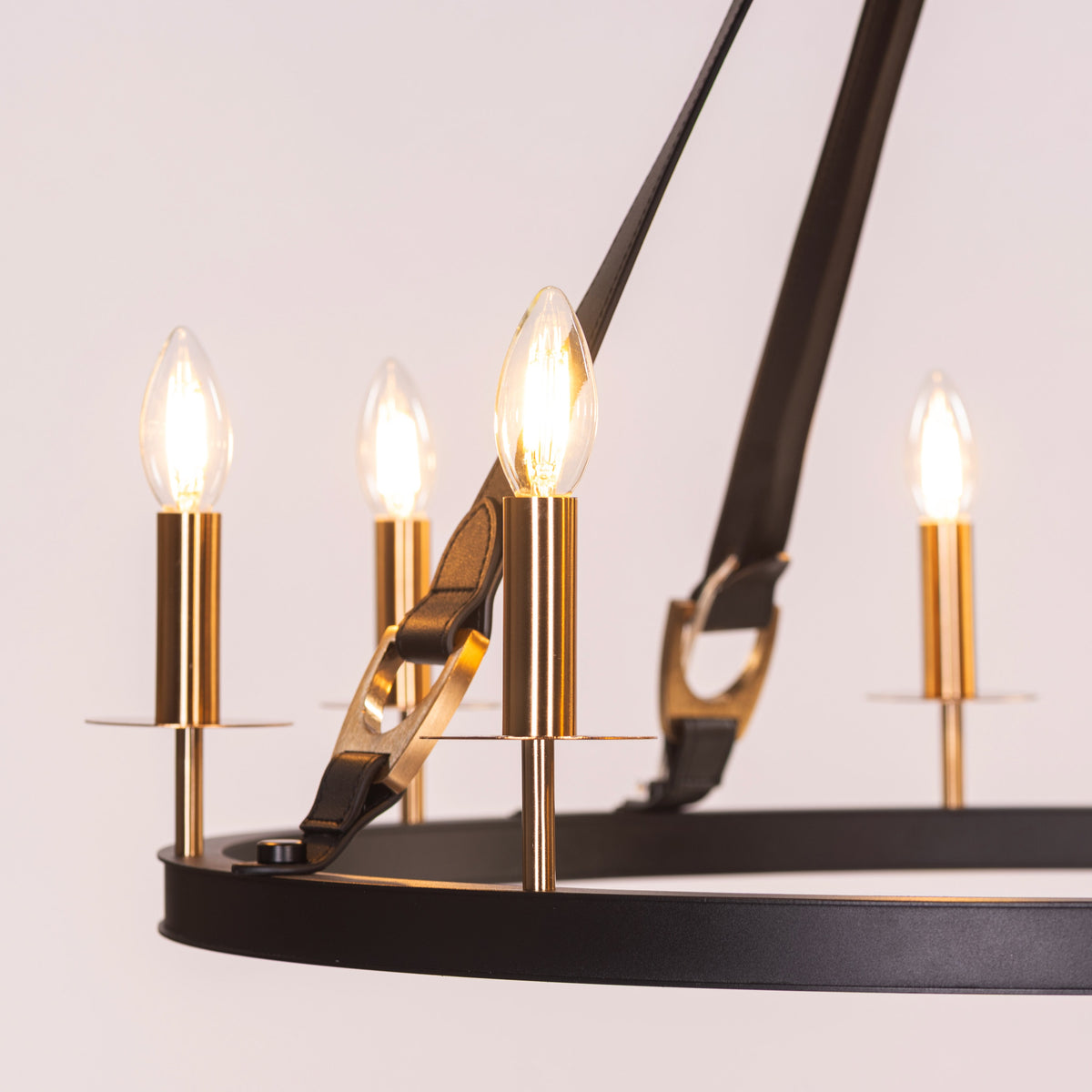 Bridlelight (Black, Gold) Leather Chandelier