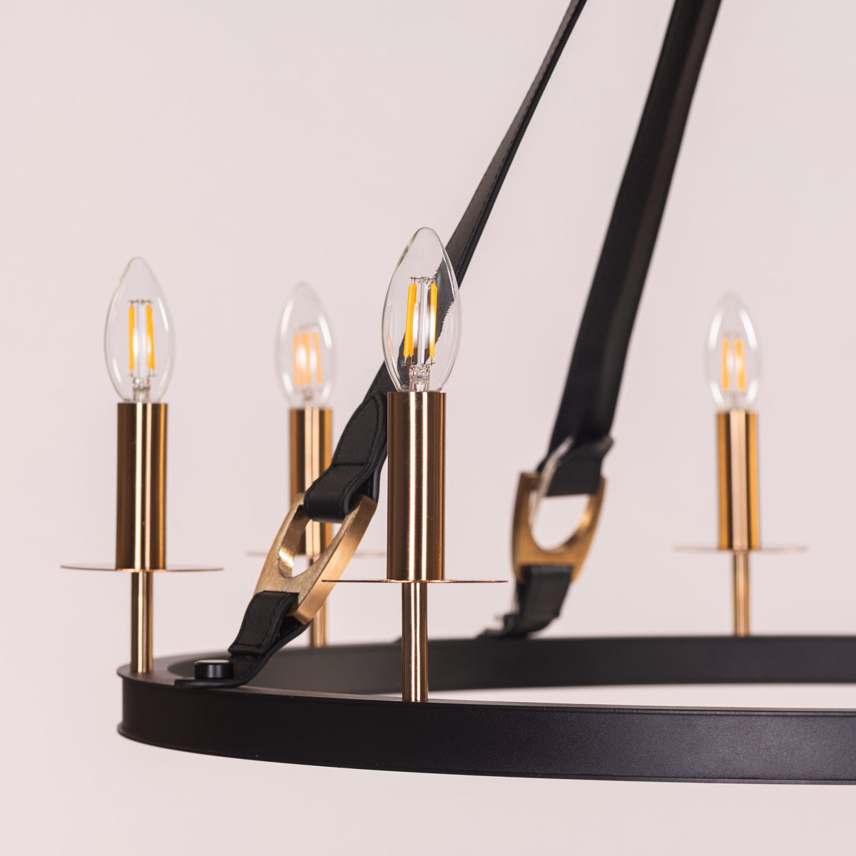 Bridlelight (Black, Gold) Leather Chandelier