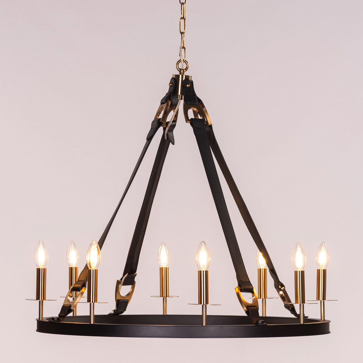 Bridlelight (Black, Gold) Leather Chandelier