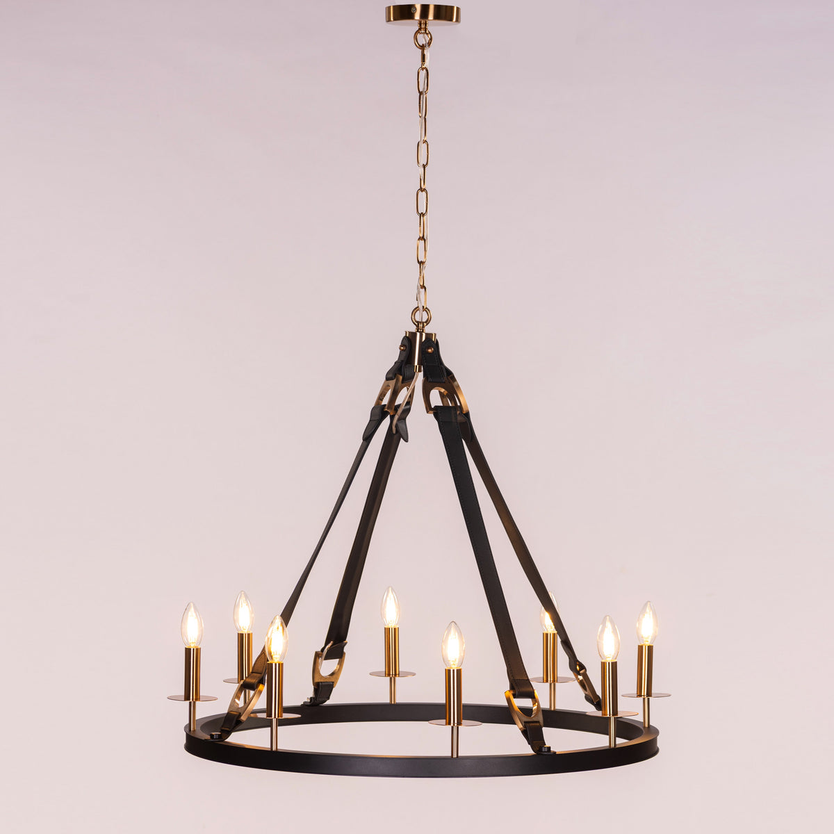 Bridlelight (Black, Gold) Leather Chandelier