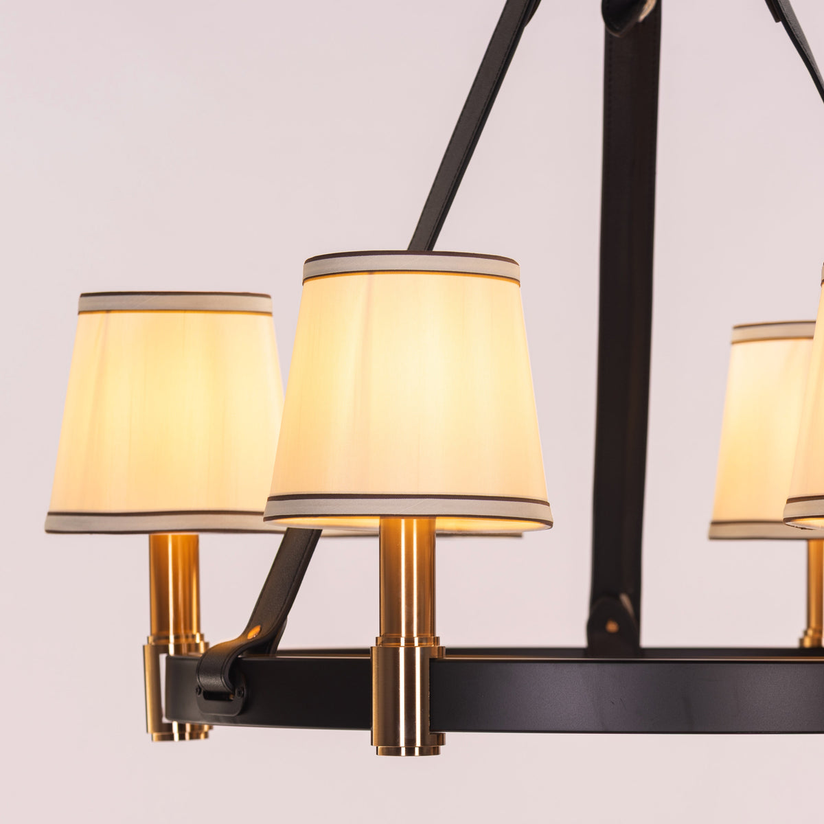 The Luminary Ring (Black, Gold) Leather Chandelier