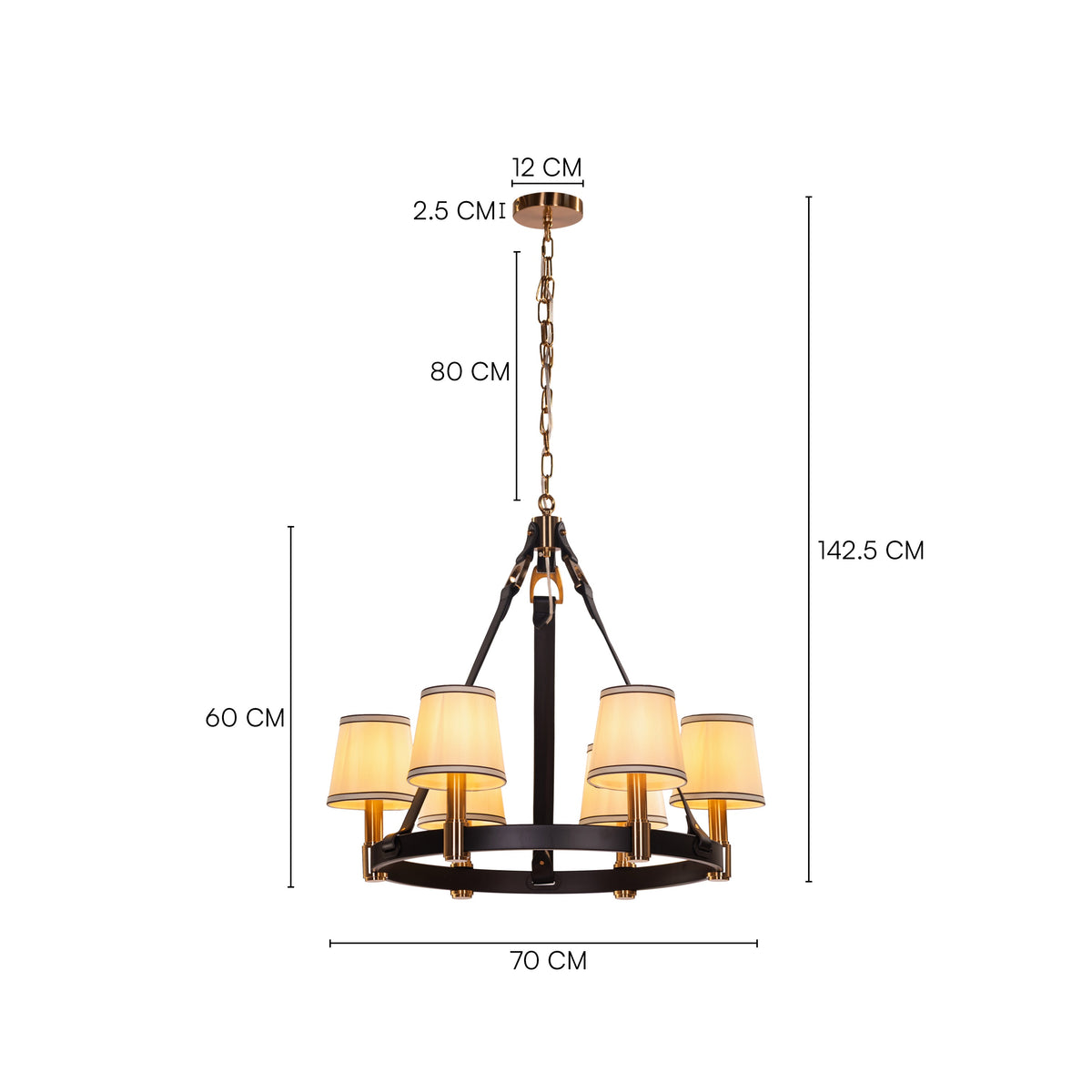 The Luminary Ring (Black, Gold) Leather Chandelier