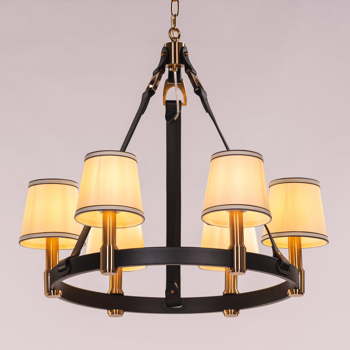 The Luminary Ring (Black, Gold) Leather Chandelier