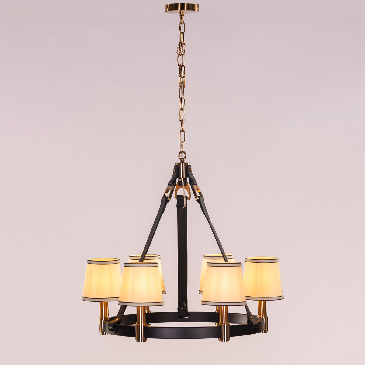 The Luminary Ring (Black, Gold) Leather Chandelier