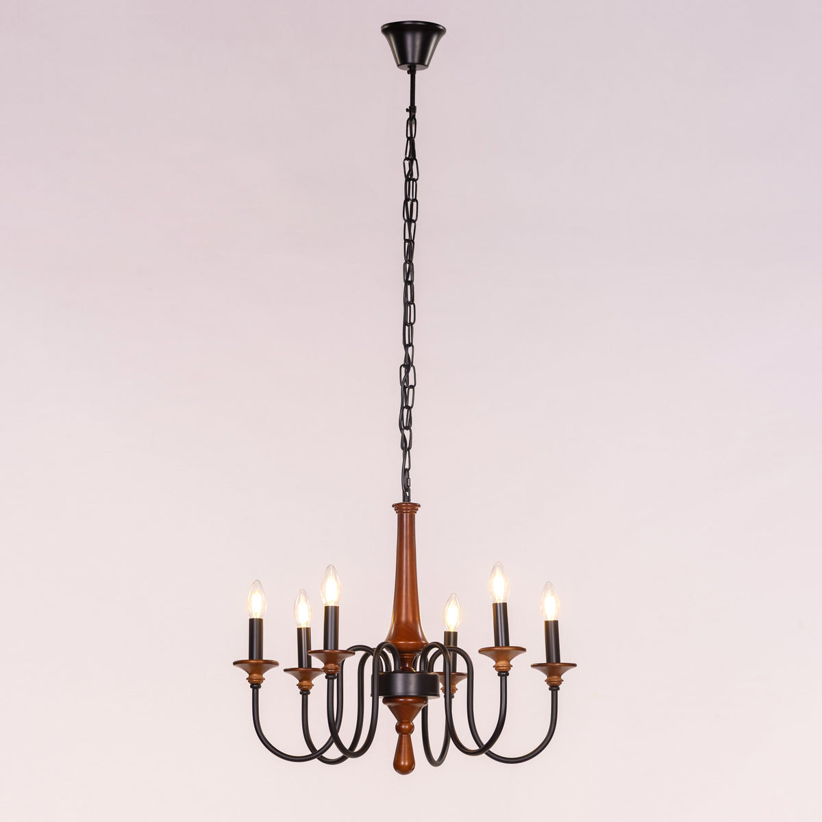 King's Way (Medium, Black &  Brown) Wooden Chandelier