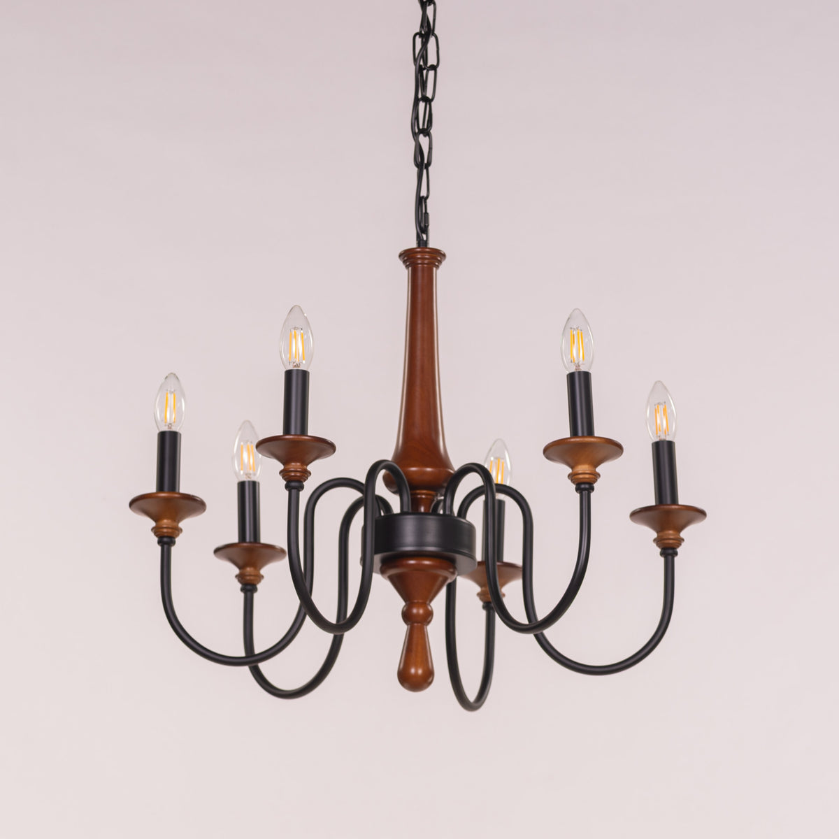 King's Way (Medium, Black &  Brown) Wooden Chandelier