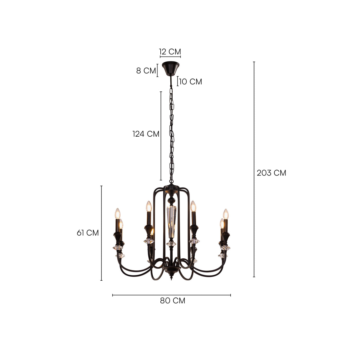 Prone To Cling Petite (Large, Black) Crystal Chandelier
