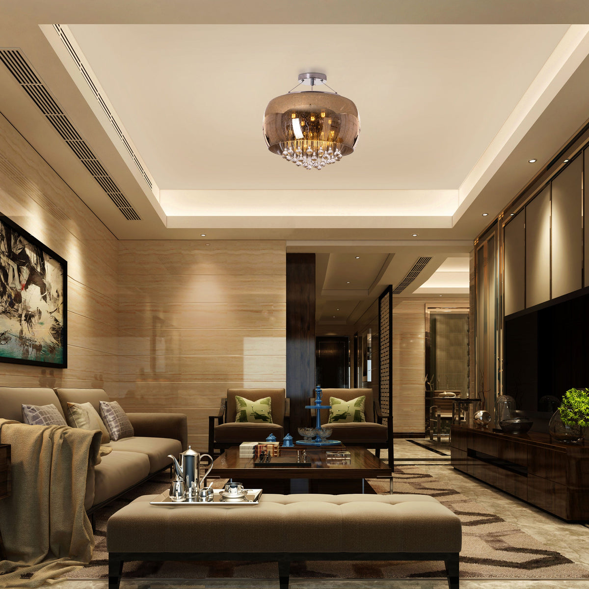 Enchanted (40 cm, Gold, Waterdrop Mirror Finish) Crystal Chandelier