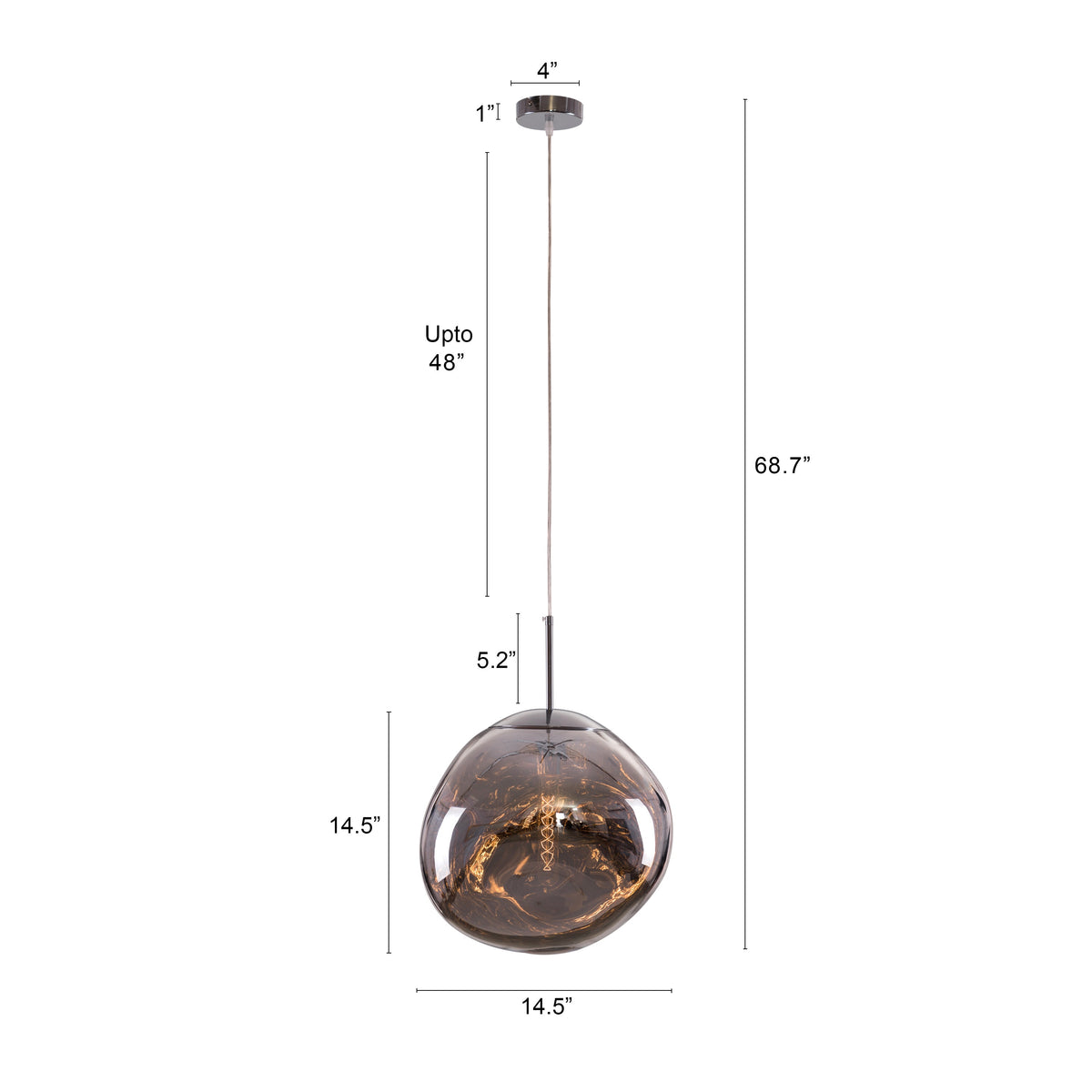 Ongoing Love (Large, Chrome, Smokey Grey) Glass Pendant Light