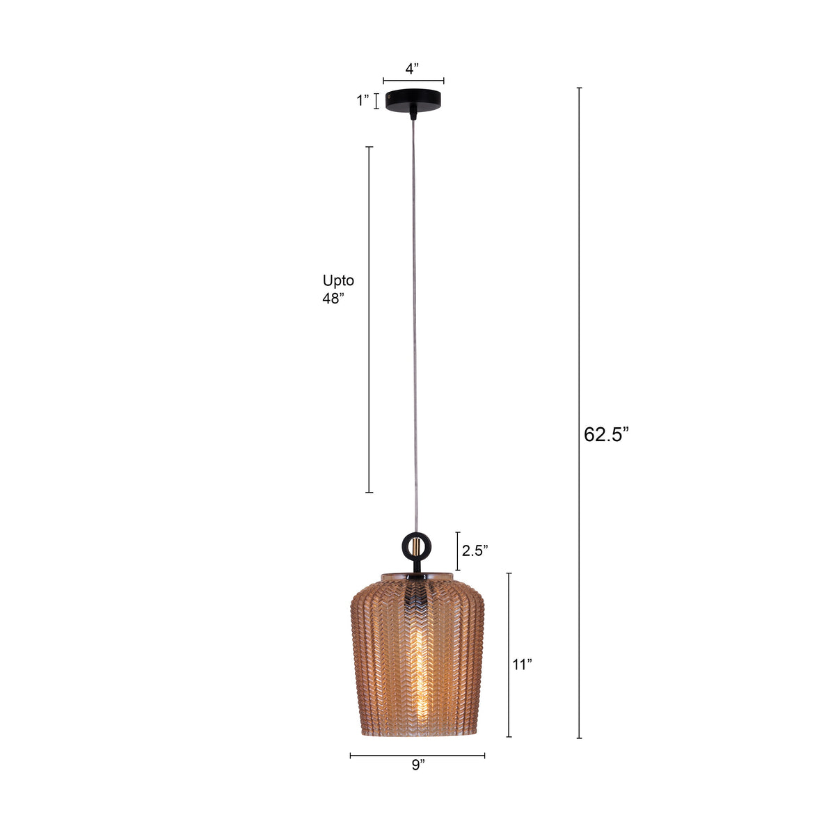Forget Me Not (Amber) Textured Glass Pendant Light
