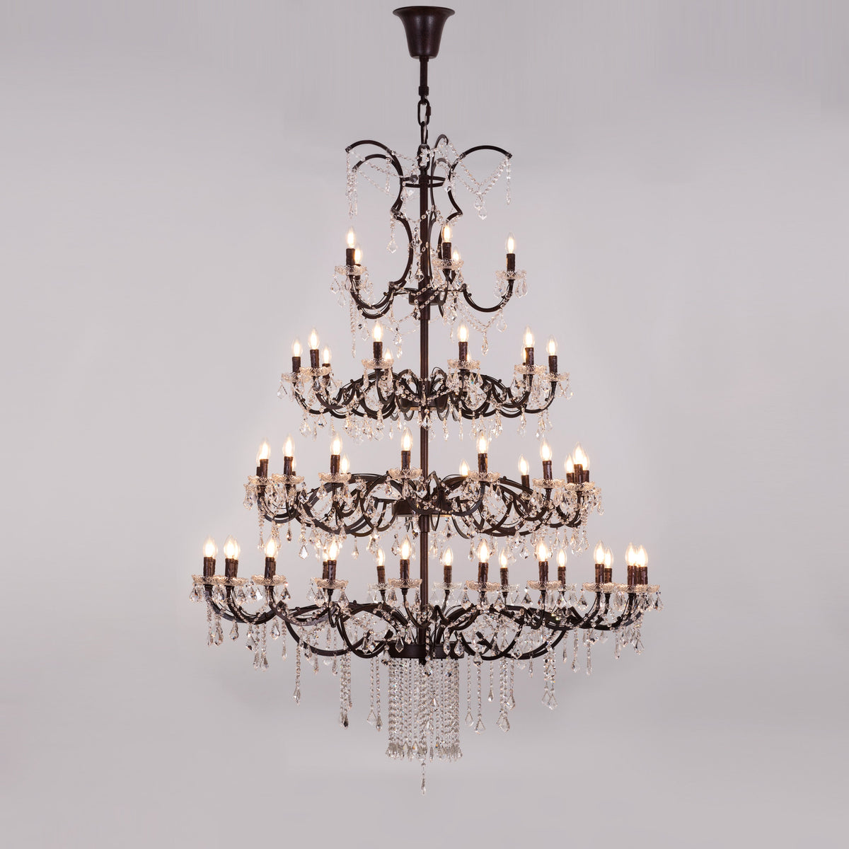 Victorian Masterpiece (Large, Antique Rust) Crystal Double Height Chandelier