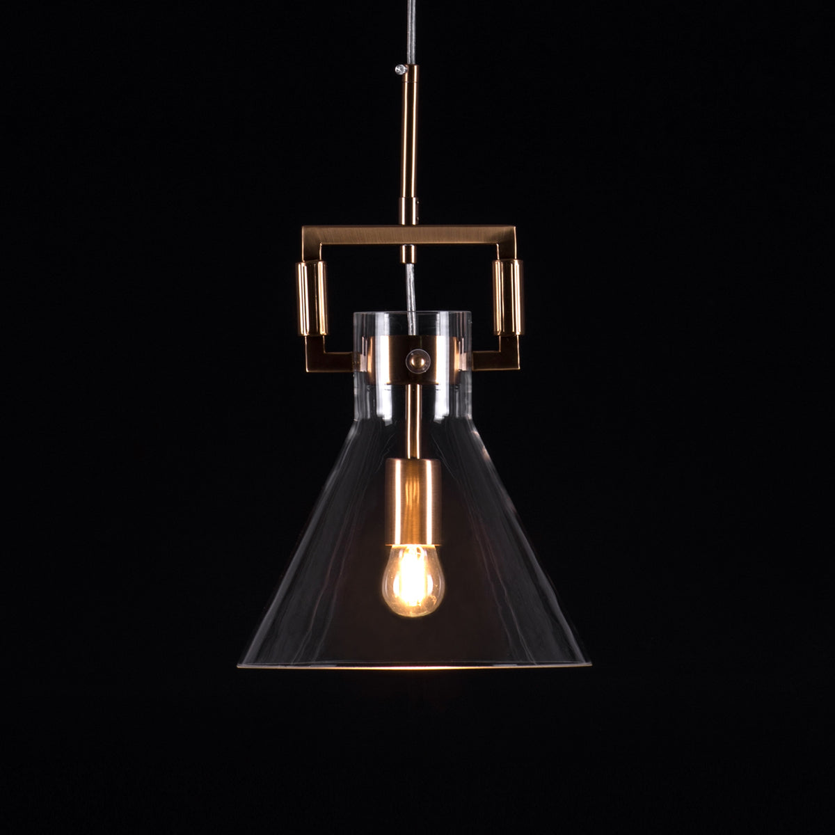 High Hopes (Triangular, Gold) Clear Glass Pendant Light