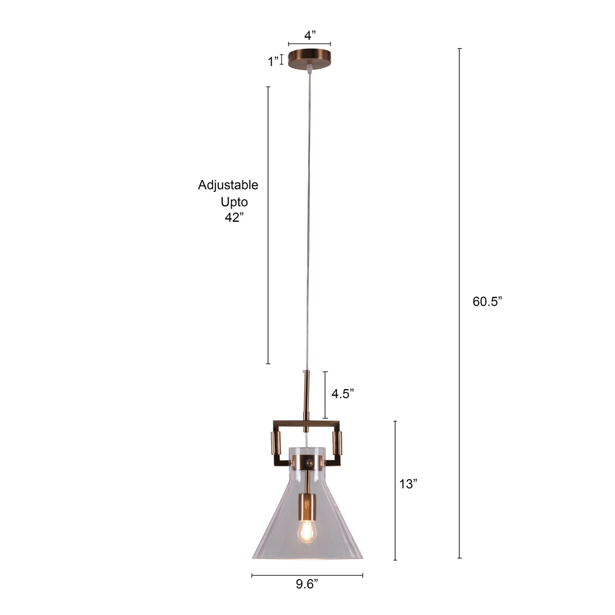 High Hopes (Triangular, Gold) Clear Glass Pendant Light