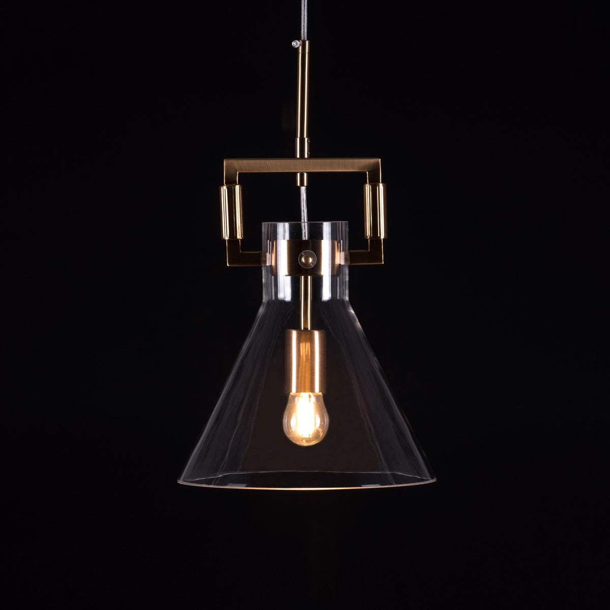 High Hopes (Triangular, Gold) Clear Glass Pendant Light
