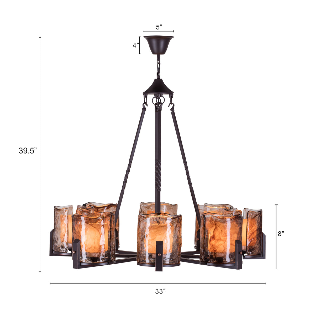 Unrequited Love (Medium, Black, 8 Hurricane) Chandelier