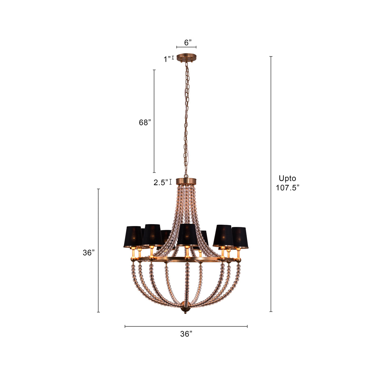 King's Gambit (Large, Gold) Crystal Chandelier