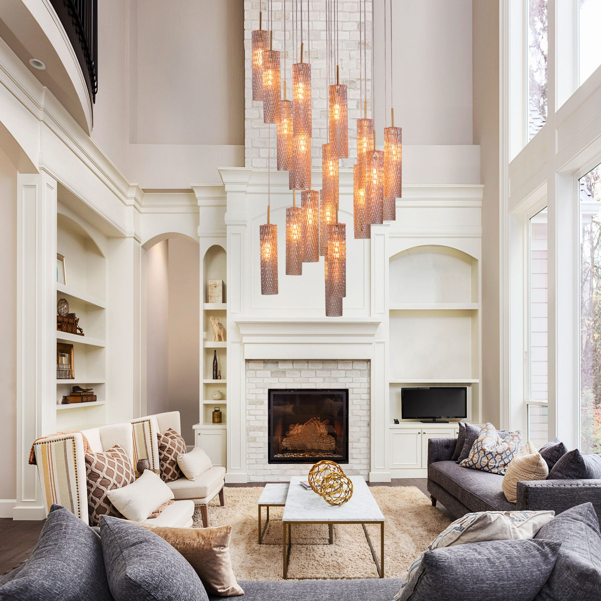 Let It Snow (Large, Gold) Champagne Glass Double Height Chandelier