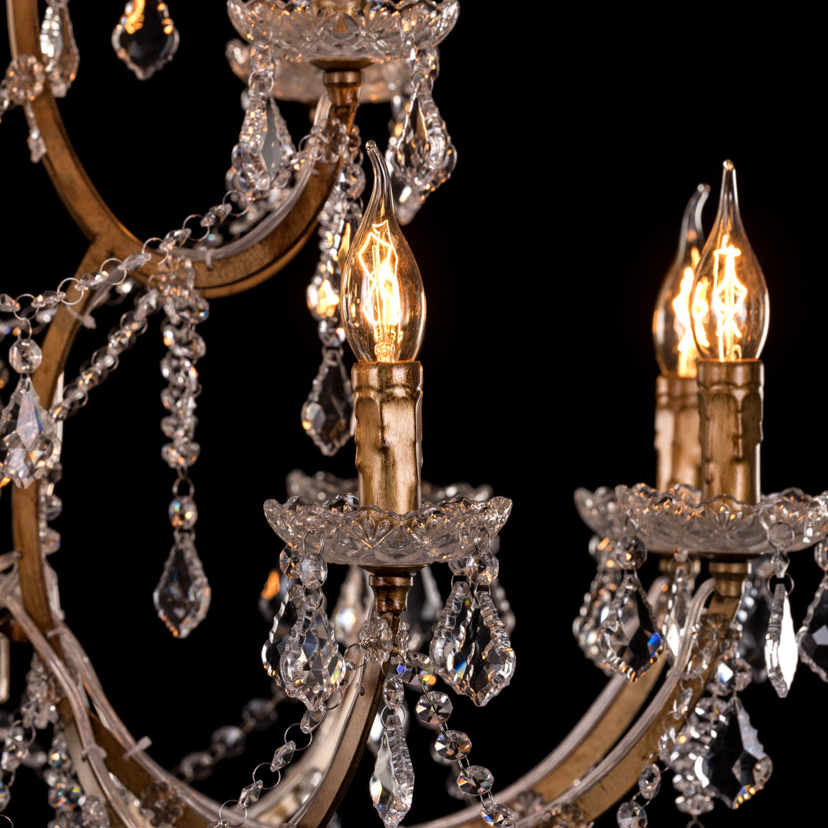 French Restoration (Large, Antique Gold) Crystal Chandelier