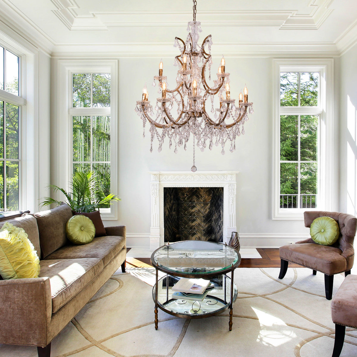 French Restoration (Large, Antique Gold) Crystal Chandelier