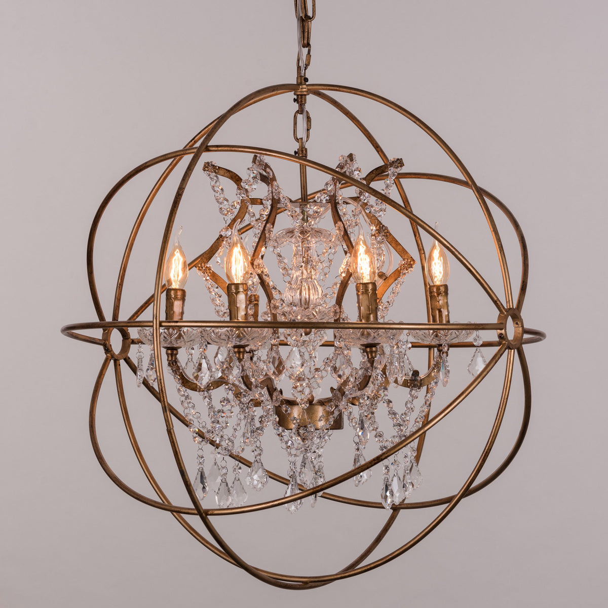 Moonlight Rendezvous (Large, Antique Gold) Crystal Chandelier