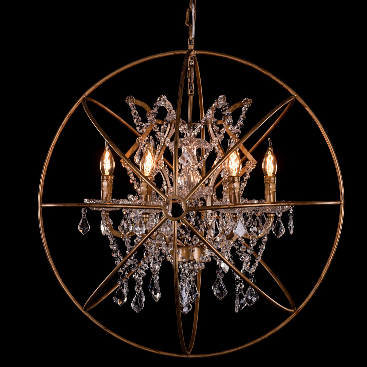Moonlight Rendezvous (Large, Antique Gold) Crystal Chandelier