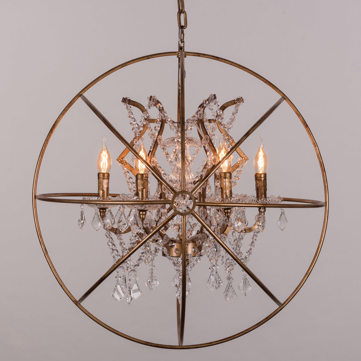 Moonlight Rendezvous (Large, Antique Gold) Crystal Chandelier
