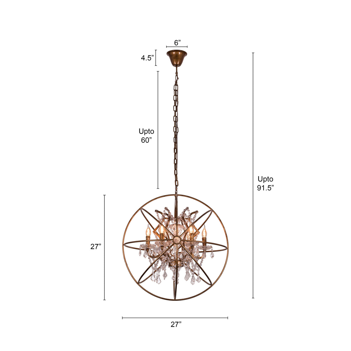 Moonlight Rendezvous (Large, Antique Gold) Crystal Chandelier