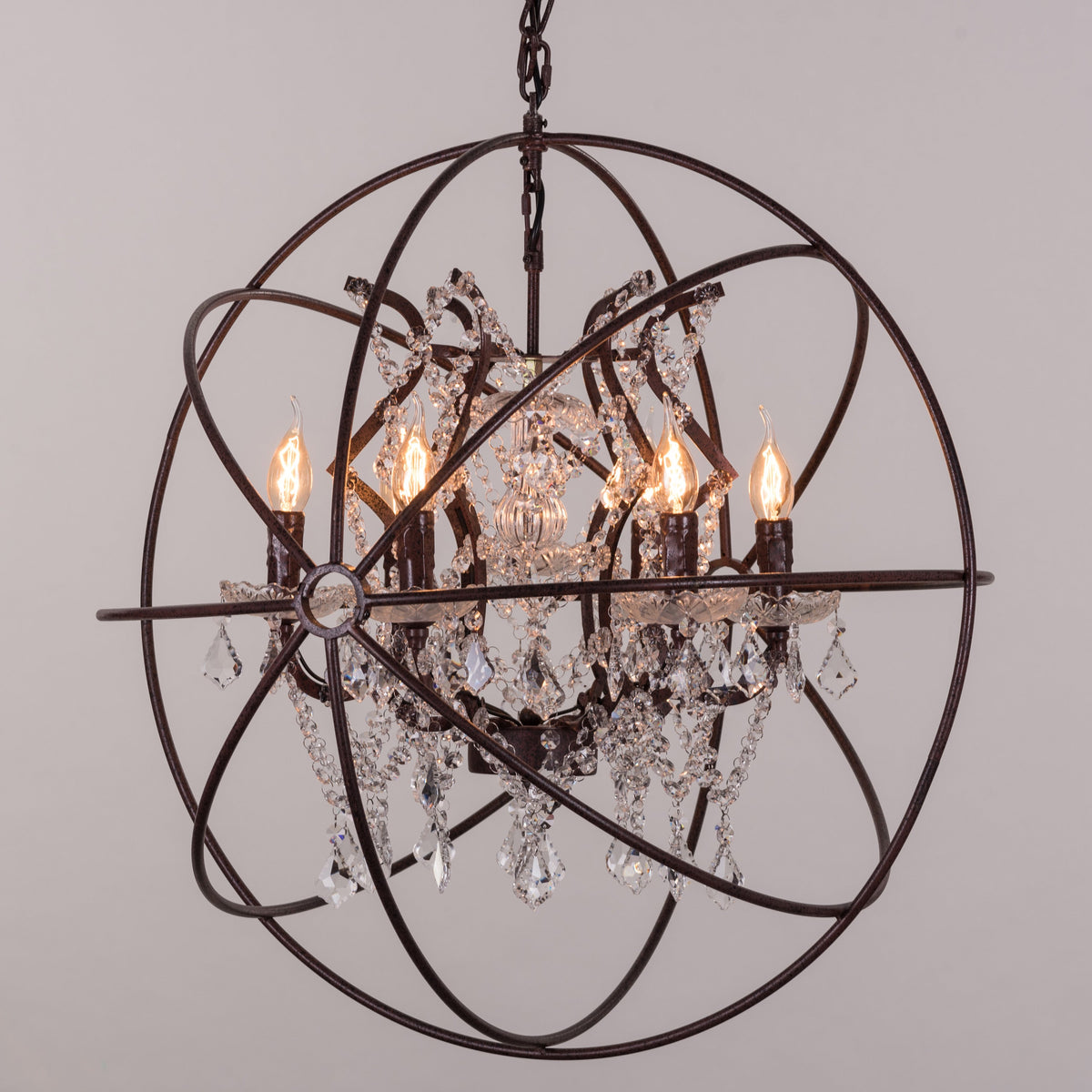 Moonlight Rendezvous (Large, Rust Iron) Crystal Chandelier