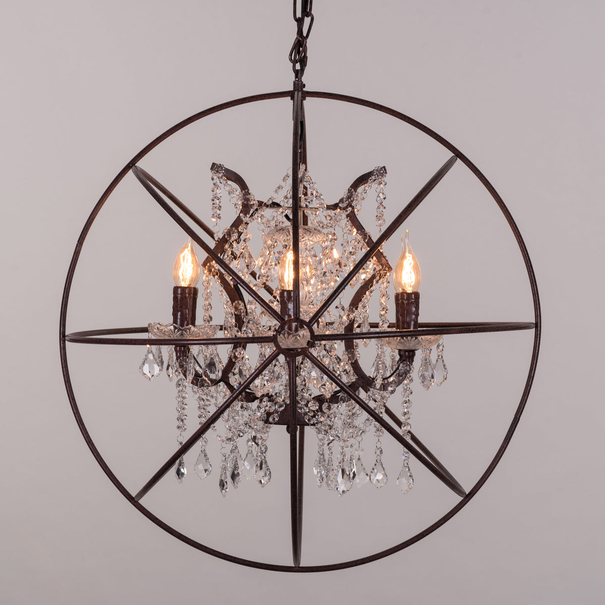 Moonlight Rendezvous (Large, Rust Iron) Crystal Chandelier