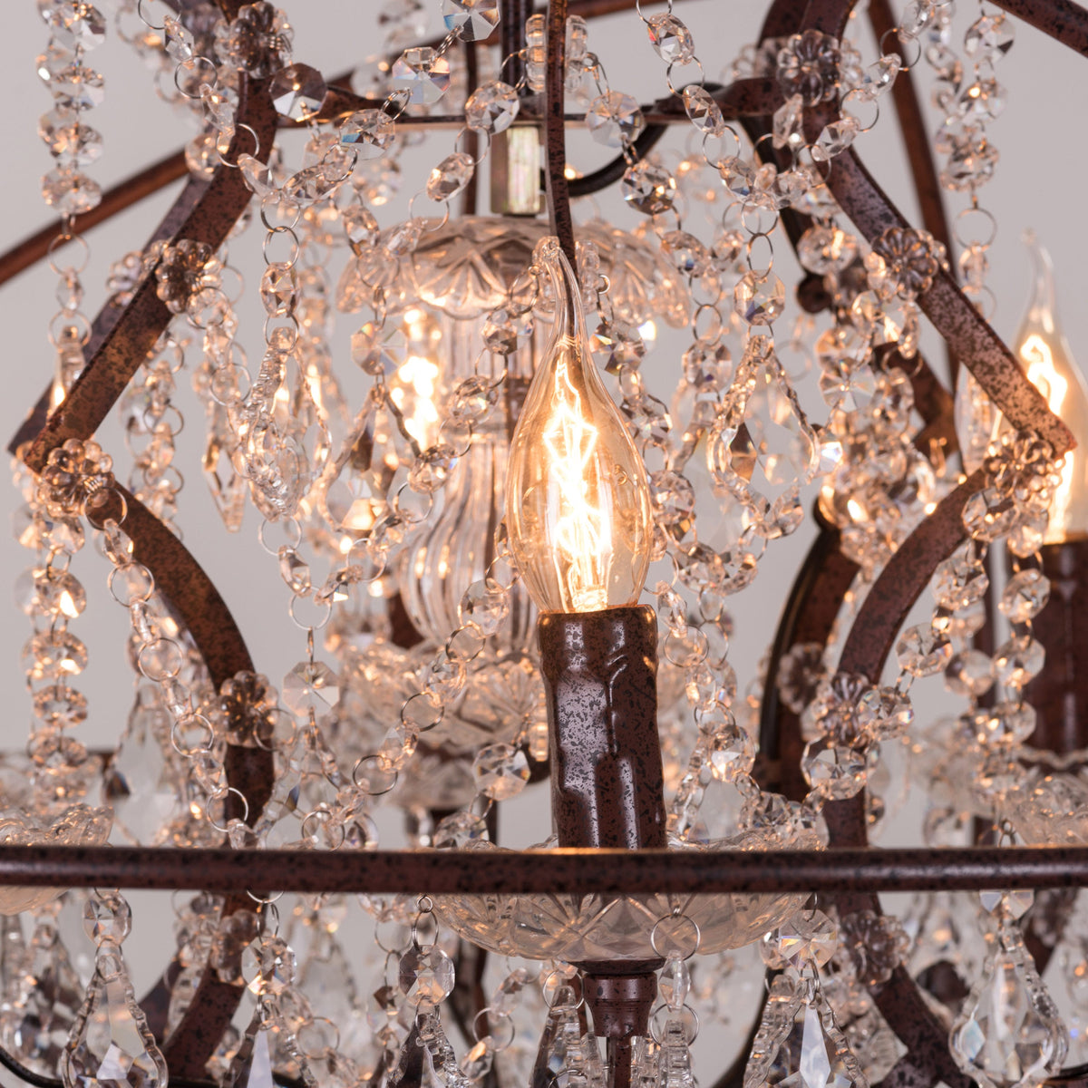 Moonlight Rendezvous (Large, Rust Iron) Crystal Chandelier