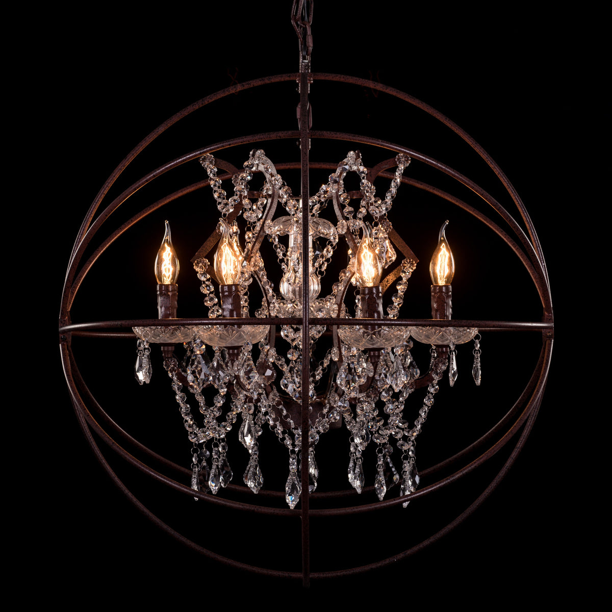 Moonlight Rendezvous (Large, Rust Iron) Crystal Chandelier