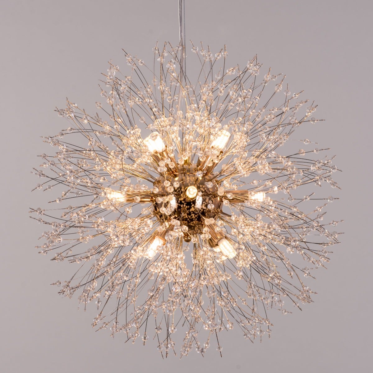 Touch The Clouds (Small, Gold) Round Crystal Chandelier