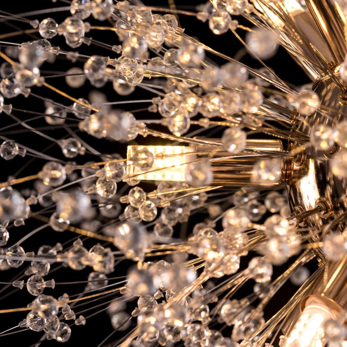 Touch The Clouds (Small, Gold) Round Crystal Chandelier