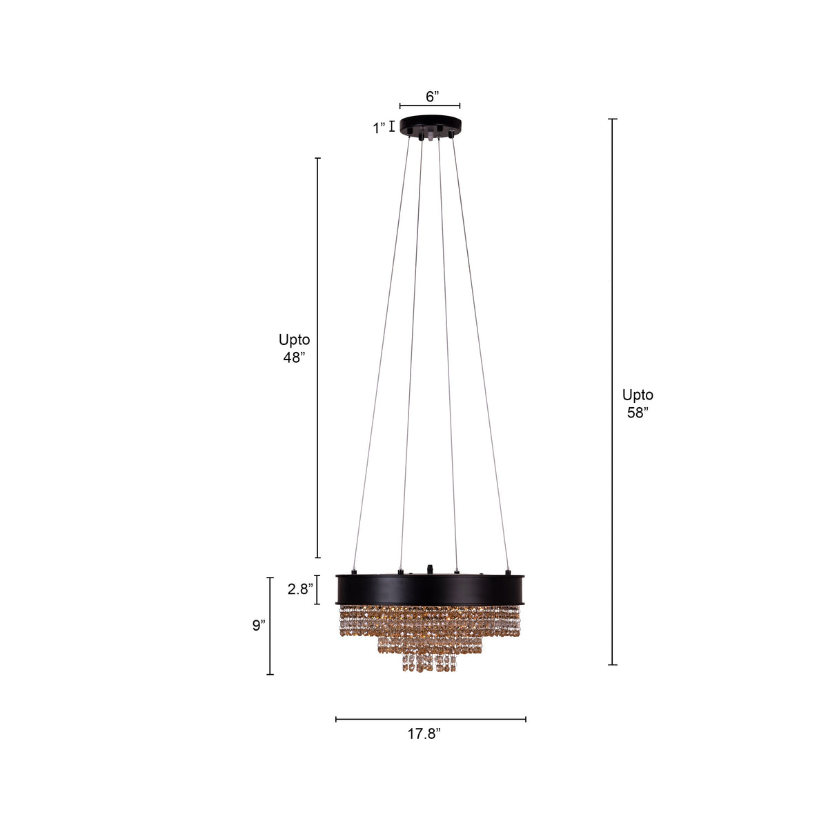 Black Tie (Small, Gold) Crystal Chandelier