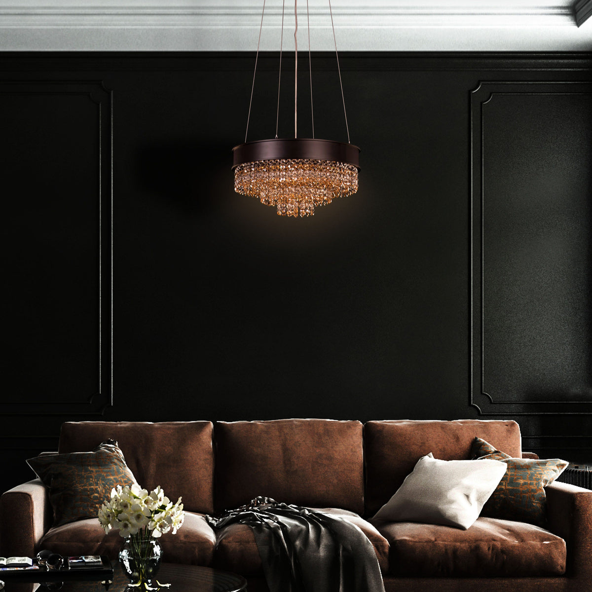 Black Tie (Small, Gold) Crystal Chandelier