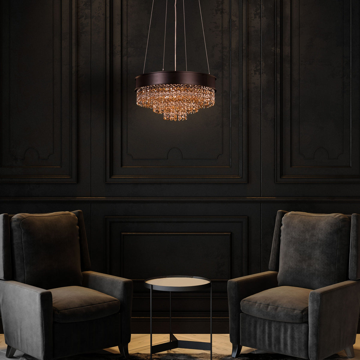 Black Tie (Small, Gold) Crystal Chandelier