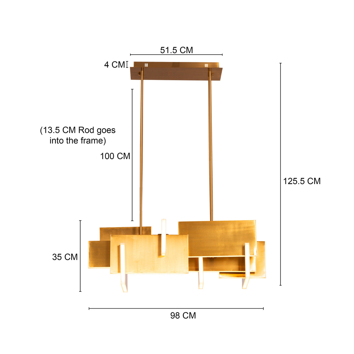 Fires Of Heaven (Medium, Grunge Gold, 3 Color Dimmable LED with Remote Control) Chandelier