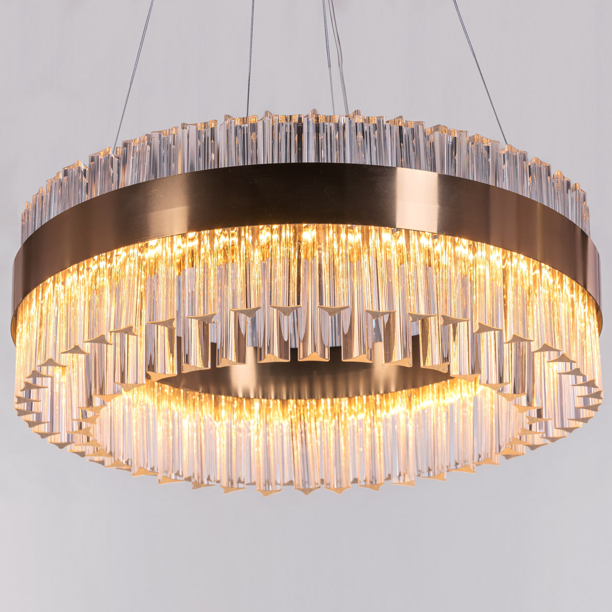 Lighting Up Lisbon (Small, Gold, Dimmable LED With Remote Control) Crystal Chandelier