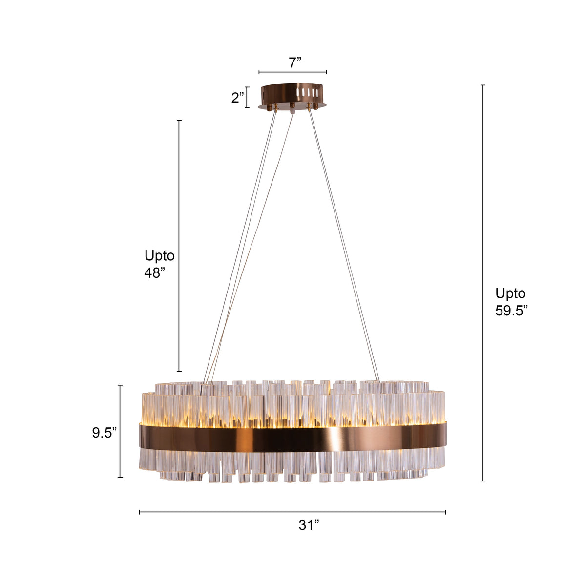 Lighting Up Lisbon (Medium, Gold, Built-In LED) Crystal Chandelier