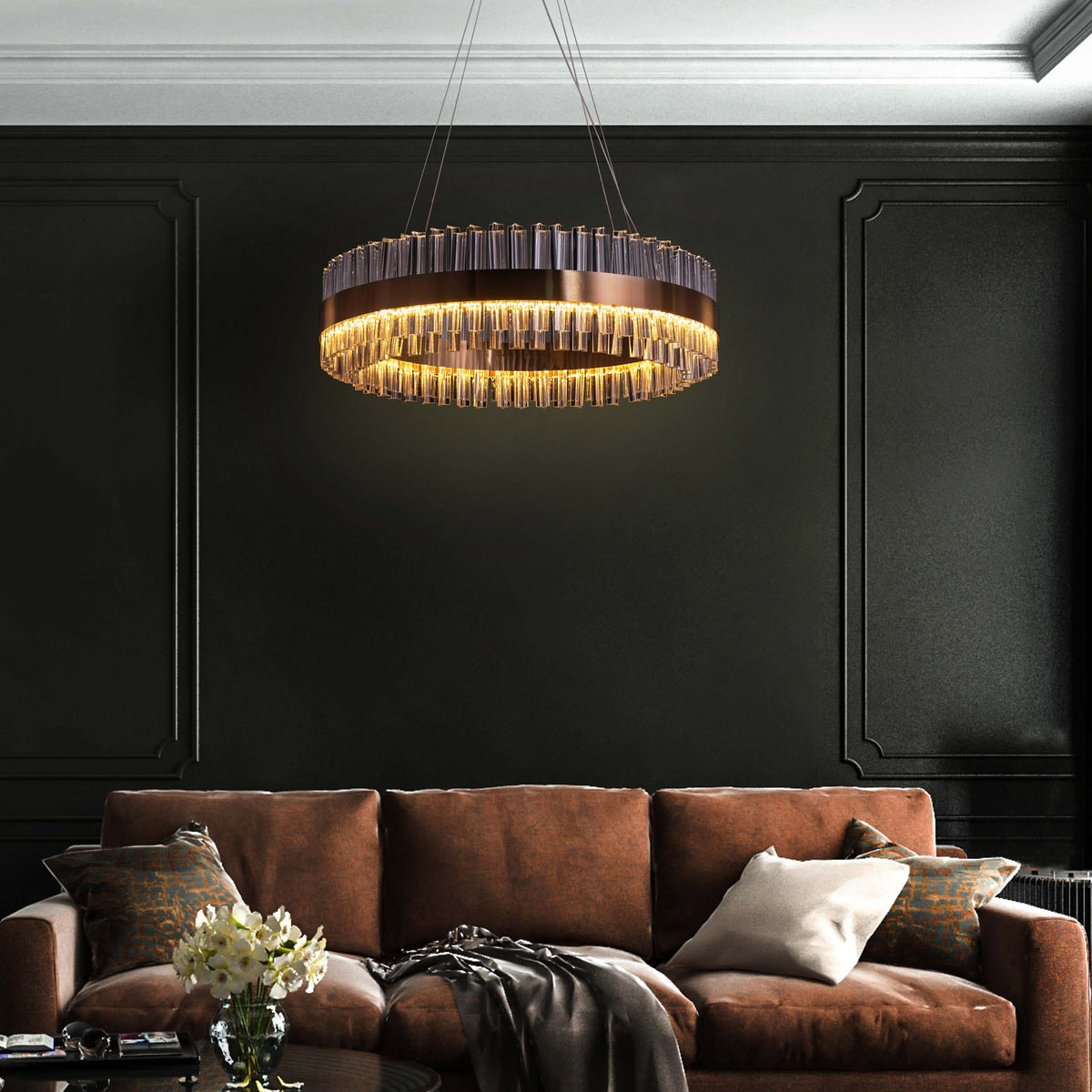 Lighting Up Lisbon (Medium, Gold, Built-In LED) Crystal Chandelier
