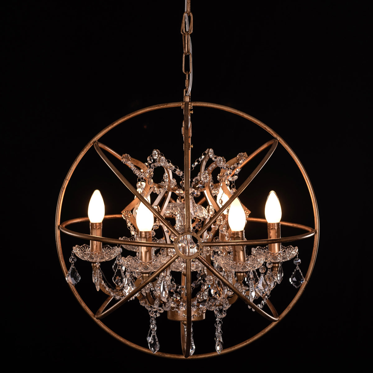 Moonlight Rendezvous (Small, Antique Gold) Crystal Chandelier