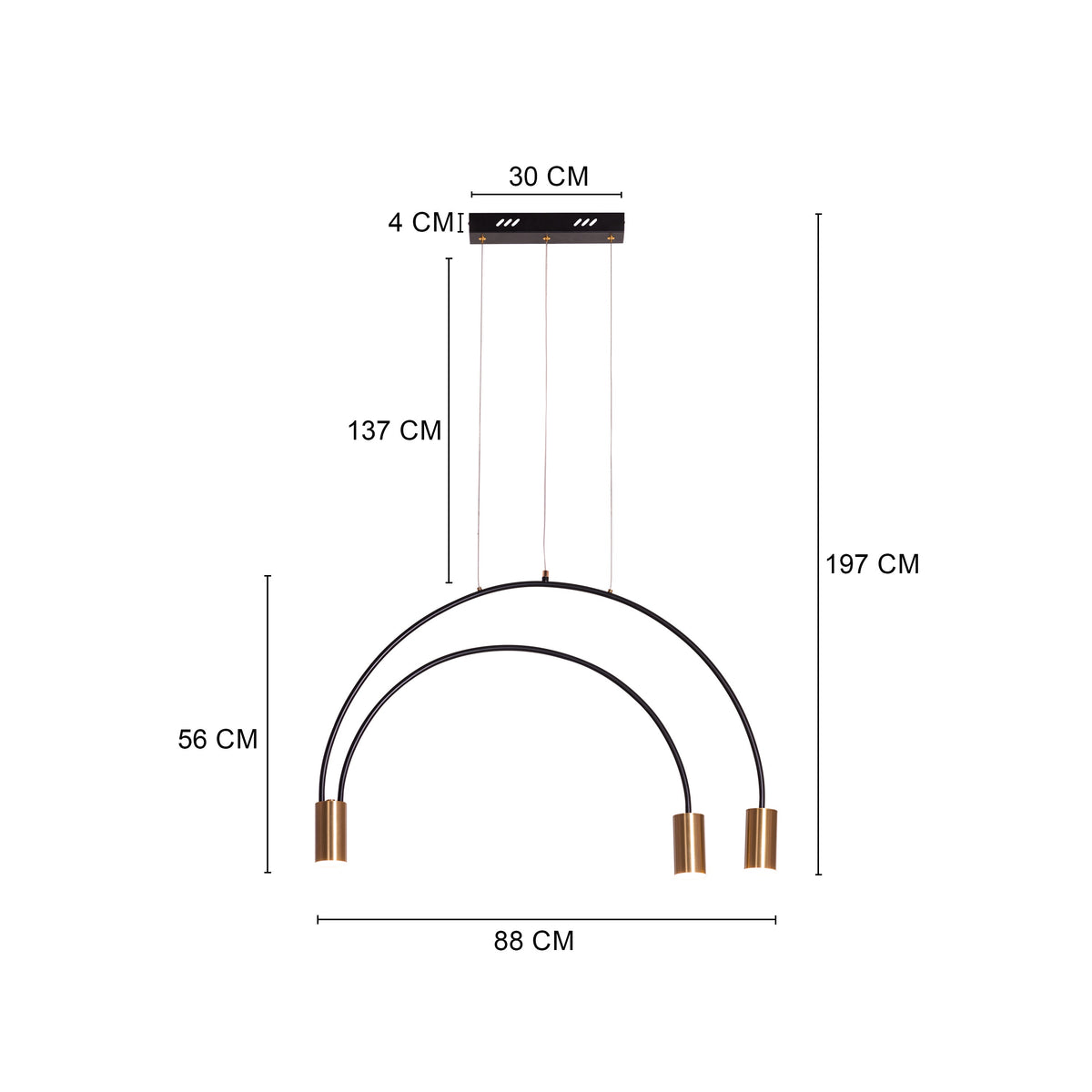 New Season (Black, Gold, Built-In LED) Pendant Light