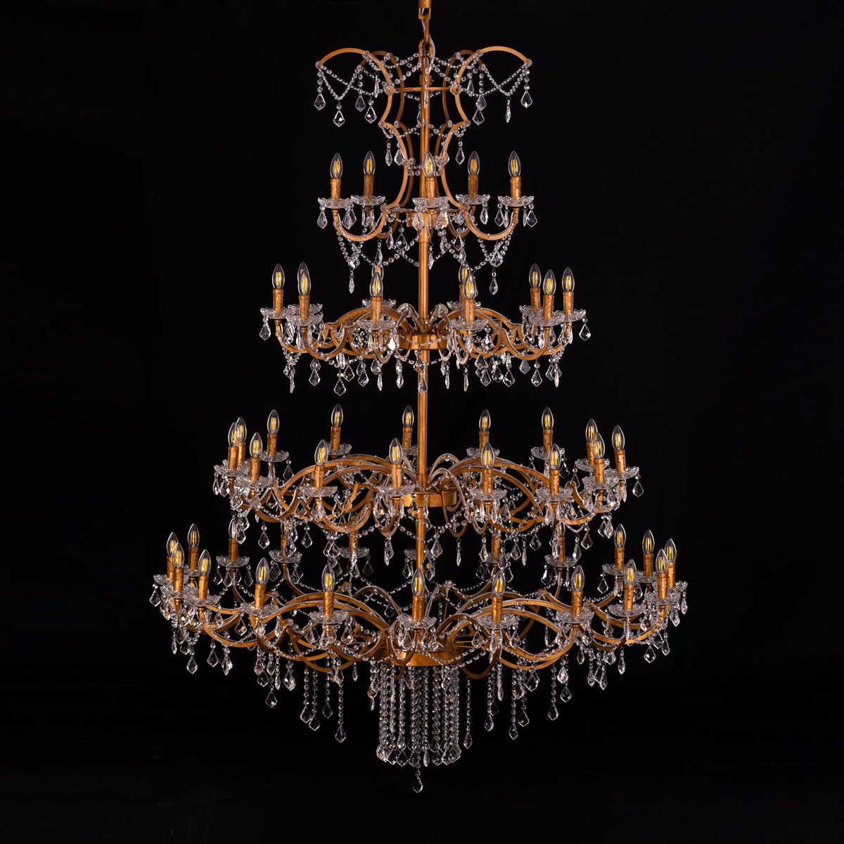 Victorian Masterpiece (Large, Antique Gold) Crystal Double Height Chandelier