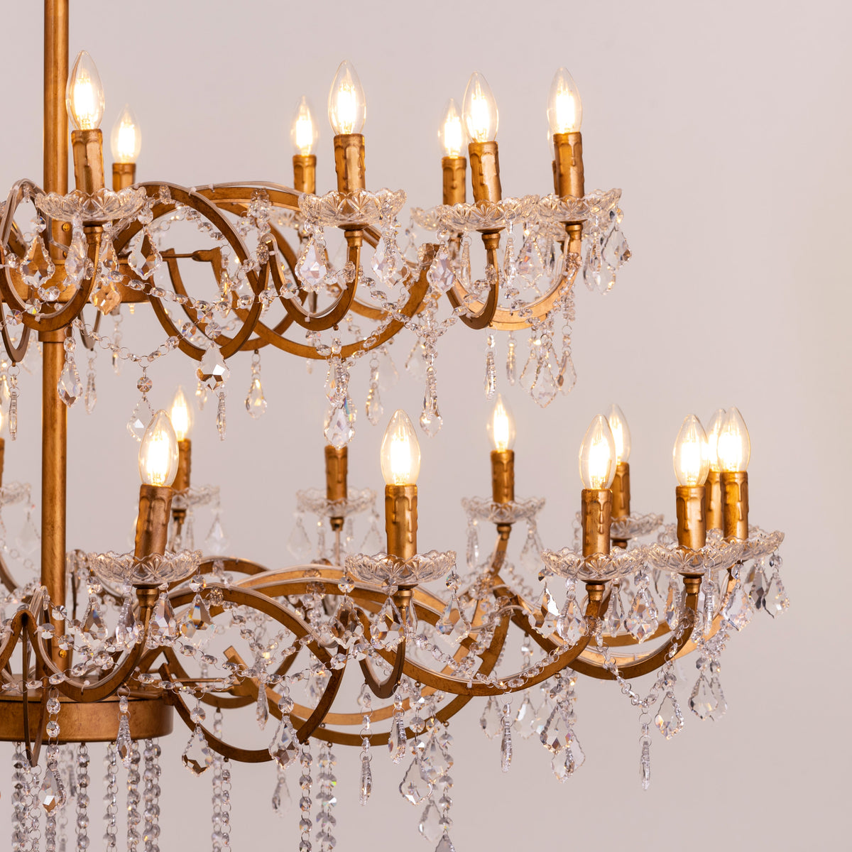 Victorian Masterpiece (Large, Antique Gold) Crystal Double Height Chandelier